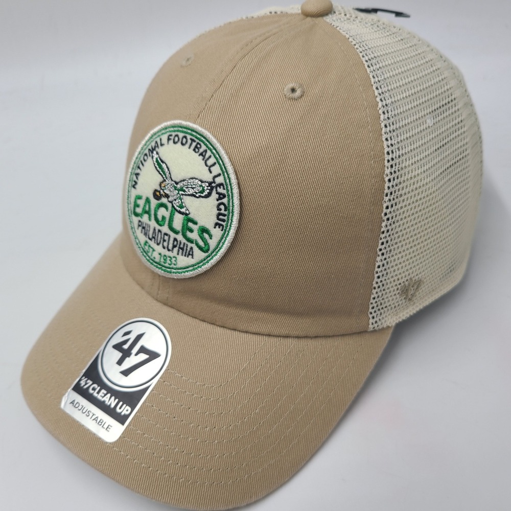 Philadelphia Eagles Hat Snapback Trucker Mesh 47 Brand Clean Up Brown Beige NFL